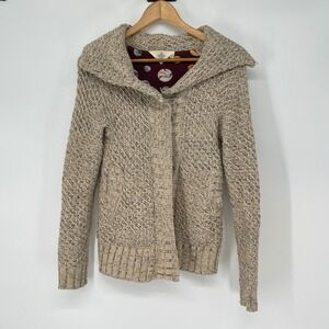 TWA Anthropologie Cardigan Sweater Beige Open Front Long Sleeve Lined Size‎ XS